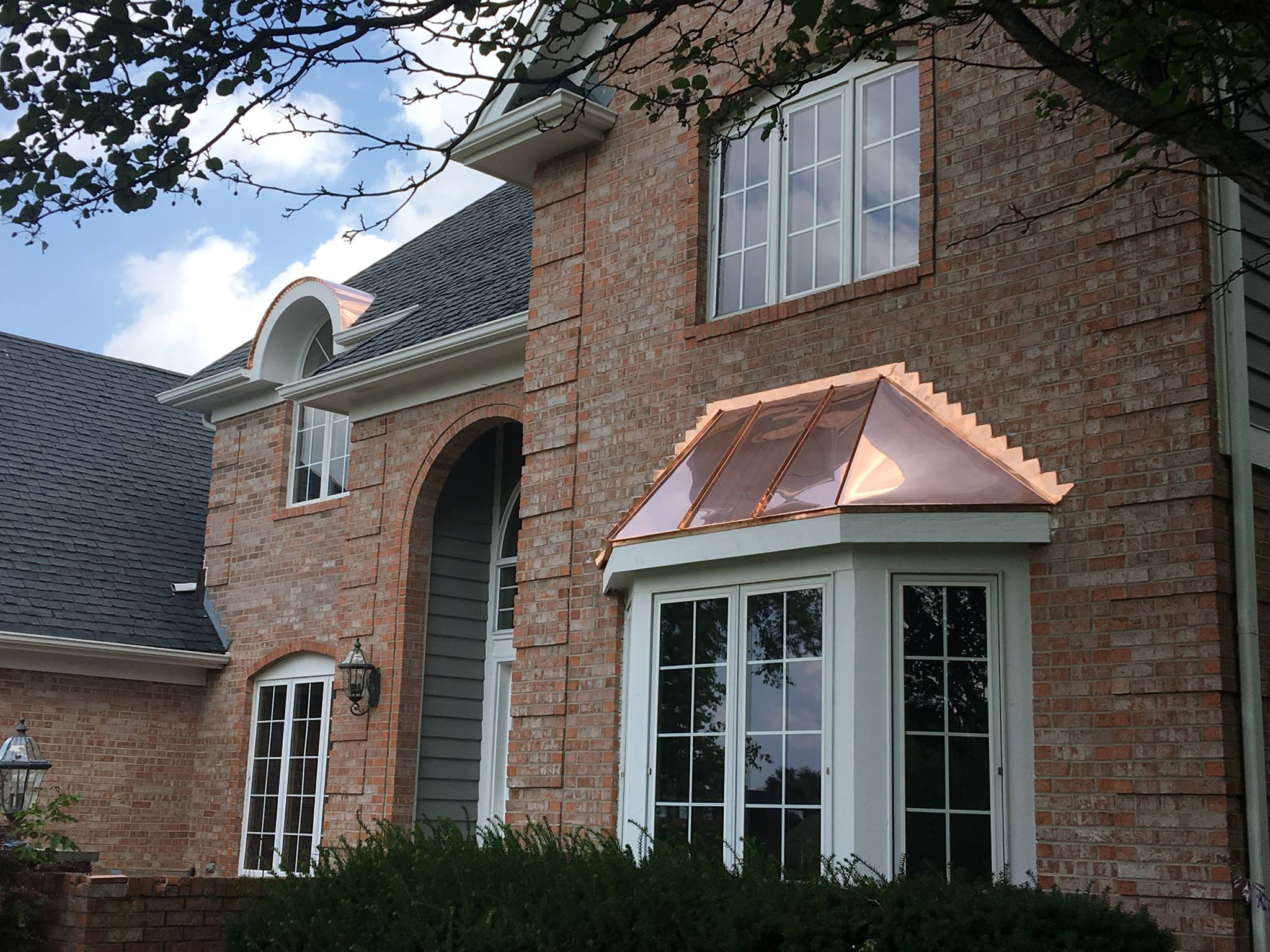 copper window awning and flashing done by optimal copper gutters and roof installers